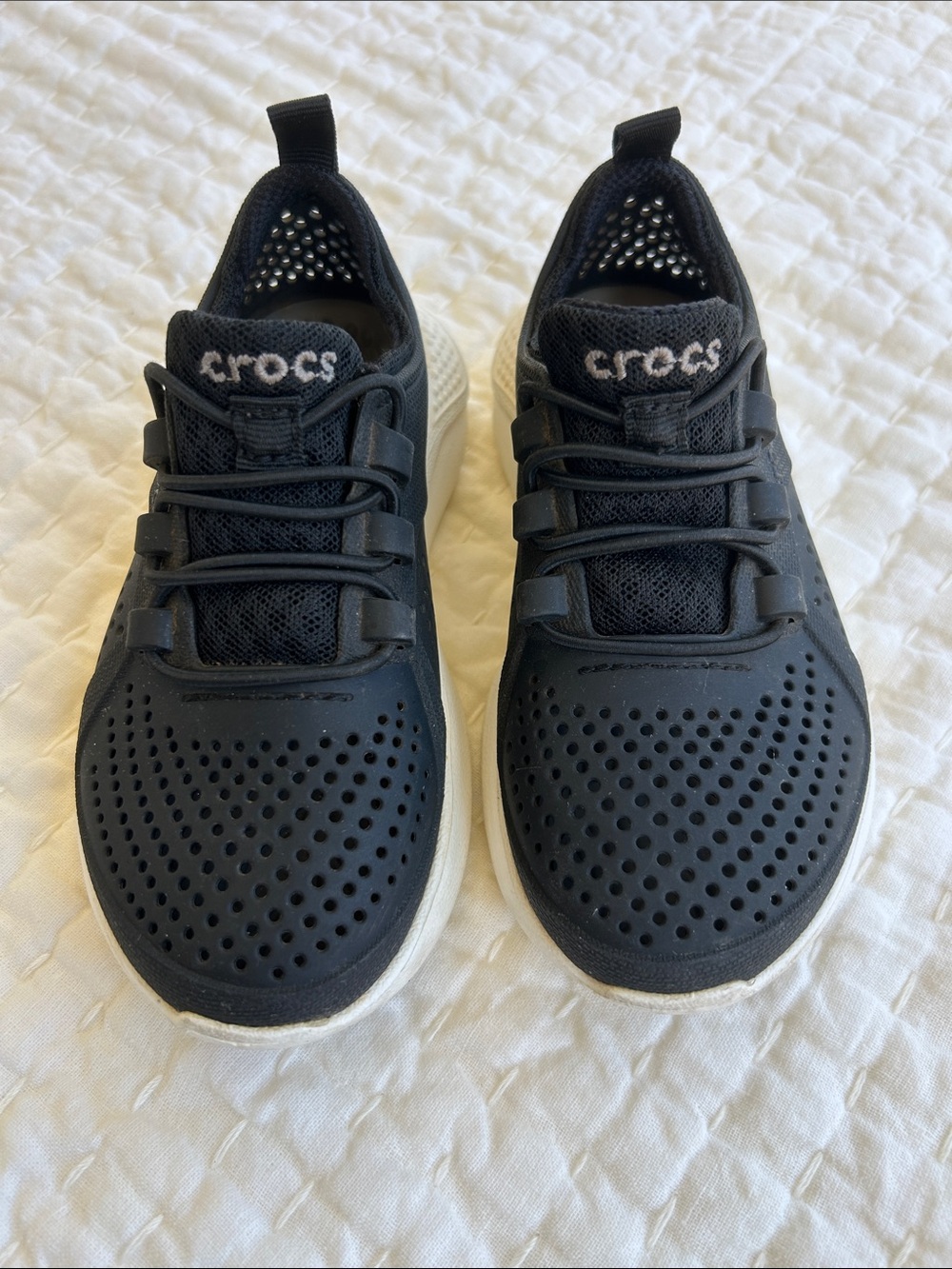 CROCS Kids Black and White LiteRide Sneakers